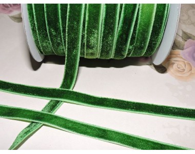 Лента бархатная 10 мм, цв.  травяной - 1 м