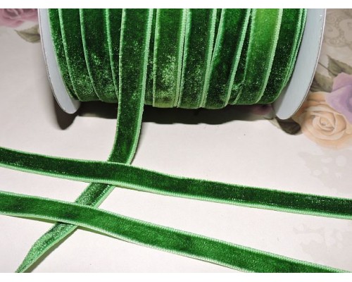 Лента бархатная 10 мм, цв.  травяной - 1 м