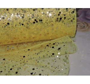 Фатин  с пайетками 15 см*1м, цв. желтый №45