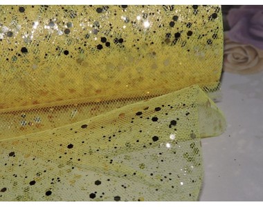 Фатин  с пайетками 15 см*1м, цв. желтый №45