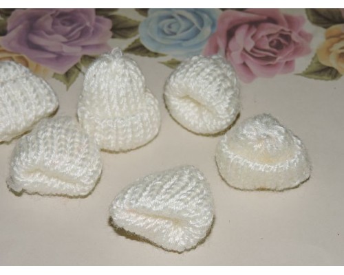 Шапочка вязаная 35*35мм, цв. белый - 1 шт.