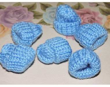 Шапочка вязаная 35*35мм, цв. голубой - 1 шт.