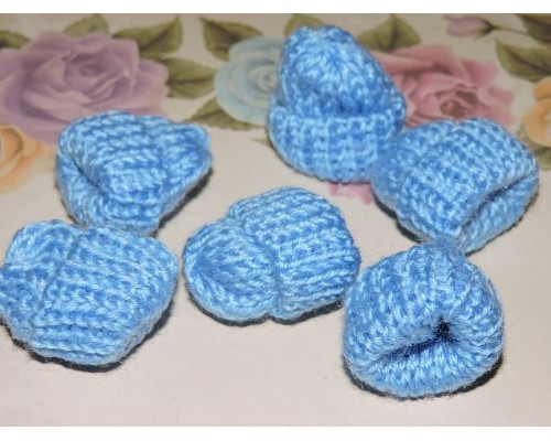 Шапочка вязаная 35*35мм, цв. голубой - 1 шт.