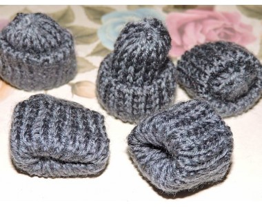Шапочка вязаная 35*35мм, цв.  темно-серый - 1 шт.