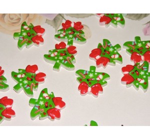 Кабошон "Елочка с бантиком" 20 мм - 1шт