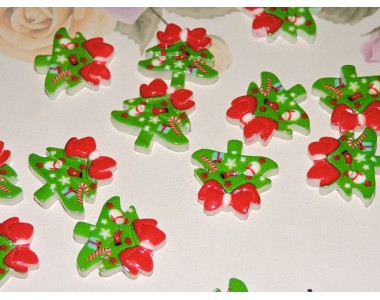 Кабошон "Елочка с бантиком" 20 мм - 1шт