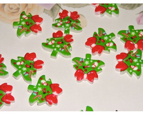 Кабошон "Елочка с бантиком" 20 мм - 1шт