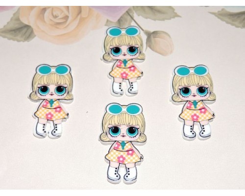 Кабошон-вырубка "ЛОЛ"  блондинка с очками 30 мм - 1 шт
