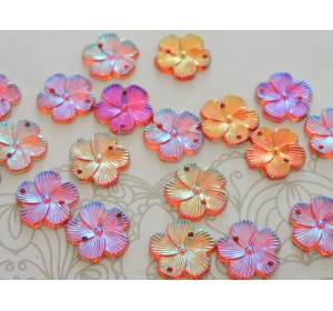 Пришивные стразы "Цветок" 15 мм, цв. красный  радужный - 1 шт