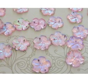 Пришивные стразы "Цветок" 15 мм, цв. розовый радужный - 1 шт