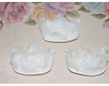 Патч меховой "Корона" 4,5*5,5 см, цв. белый - 1 шт