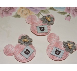 Патч тканевый "Микки" 5,8*5 см, цв. светло-розовый - 1шт