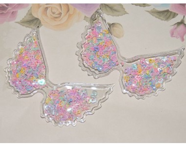 Патч силиконовый с пайетками "Крылья" 5,3*7 см - 1шт