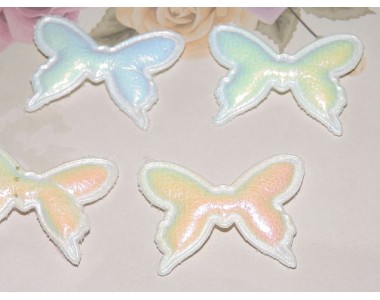 Патч кожзам "Бабочка" 4*3 см, цв. белый хамелеон - 1 шт