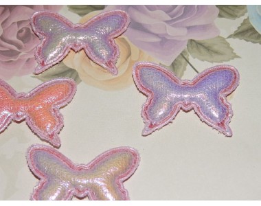 Патч кожзам "Бабочка" 4*3 см, цв. розовый - 1шт