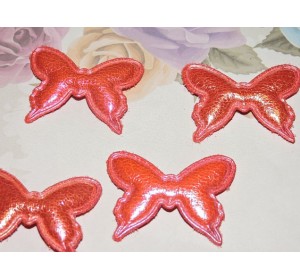 Патч кожзам "Бабочка" 4*3 см, цв. красный - 1 шт