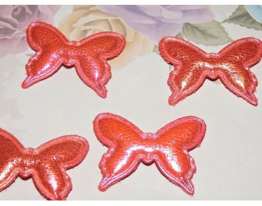 Патч кожзам "Бабочка" 4*3 см, цв. красный - 1 шт