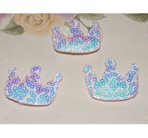 Патч с пайетками  "Корона" 4*3,2 см, цв. бледно-сиреневый- 1 шт