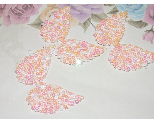 Патч с пайетками "Крылья" 5,7*4,3 см, цв.  бледно-сиреневый - 1 шт