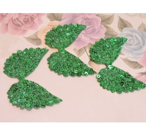 Патч с пайетками "Крылья" 5,7*4,3 см, цв. зеленый - 1 шт