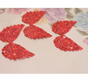 Патч с пайетками "Крылья" 5,7*4,3 см, цв.  красный - 1 шт