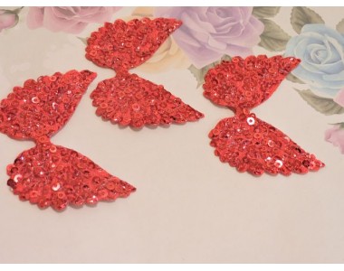 Патч с пайетками "Крылья" 5,7*4,3 см, цв.  красный - 1 шт