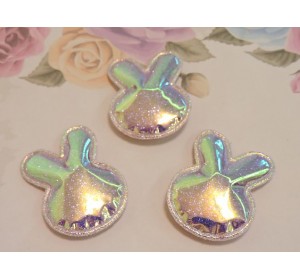 Патч глянец с блестками "Зайка" 4,3*3,2 см, цв. св. розовый  хамелеон - 1 шт