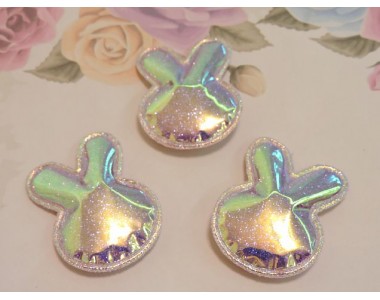 Патч глянец с блестками "Зайка" 4,3*3,2 см, цв. св. розовый  хамелеон - 1 шт