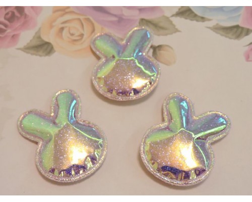 Патч глянец с блестками "Зайка" 4,3*3,2 см, цв. св. розовый  хамелеон - 1 шт