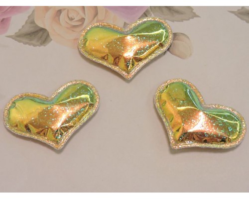 Патч глянец с блестками "Сердечко" 3*3,9 см, цв.  золото  хамелеон - 1 шт