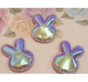 Патч глянец с блестками "Зайка" 4,3*3,2 см, цв. зеленый хамелеон - 1 шт