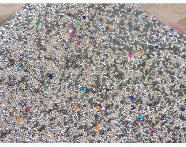 Кожзам "Пайетки цветные", цв. серебро