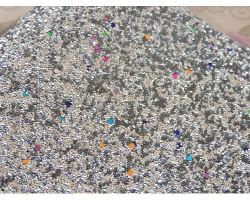 Кожзам "Пайетки цветные", цв. серебро