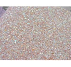 Кожзам "Пайетки", цв.  светло-персиковый