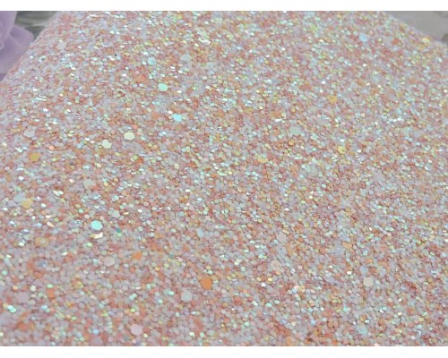 Кожзам "Пайетки", цв.  светло-персиковый