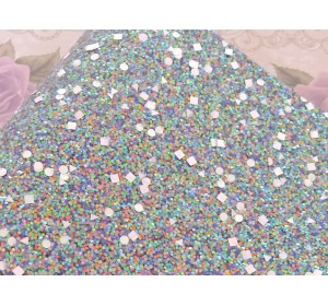 Кожзам "Пайетки геометрия", цв. черный радужный