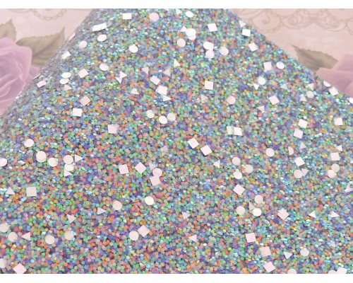 Кожзам "Пайетки геометрия", цв. черный радужный