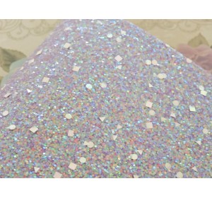 Кожзам "Пайетки геометрия", цв. сиреневый радужный