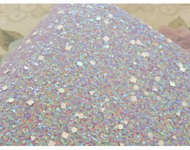 Кожзам "Пайетки геометрия", цв. сиреневый радужный