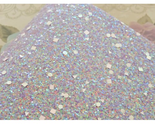 Кожзам "Пайетки геометрия", цв. сиреневый радужный