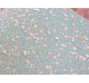 Кожзам "Пайетки геометрия", цв.  аквамариновый  радужный