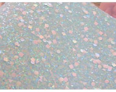 Кожзам "Пайетки геометрия", цв.  аквамариновый  радужный 232-281 Кожзам декоративный