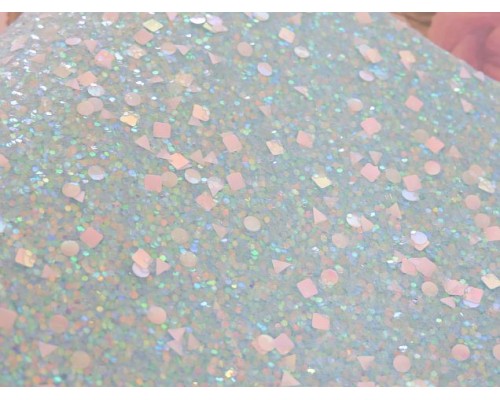 Кожзам "Пайетки геометрия", цв.  аквамариновый  радужный