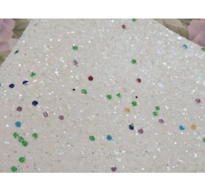 Кожзам "Пайетки цветные", цв. белый