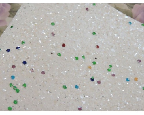 Кожзам "Пайетки цветные", цв. белый