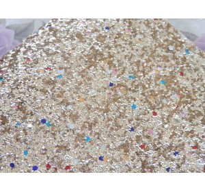 Кожзам "Пайетки цветные", цв. темно-бежевый