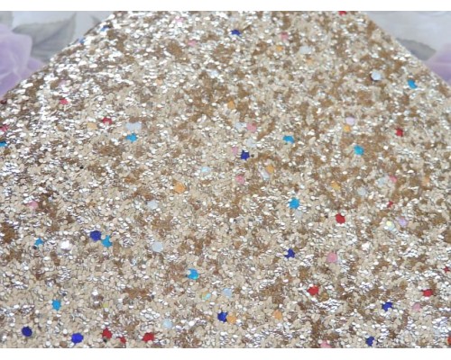 Кожзам "Пайетки цветные", цв. темно-бежевый
