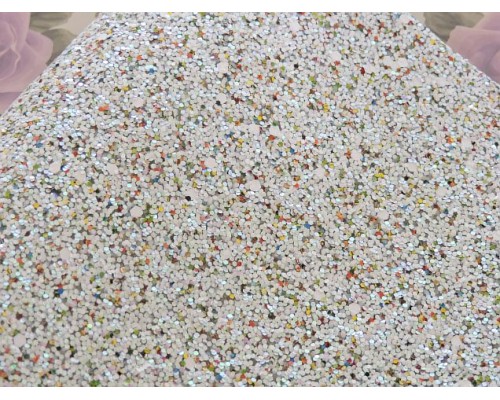 Кожзам "Пайетки ", цв. белый хамелеон