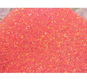 Кожзам "Пайетки ", цв.  коралловый