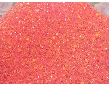 Кожзам "Пайетки ", цв.  коралловый 232-134 Кожзам декоративный